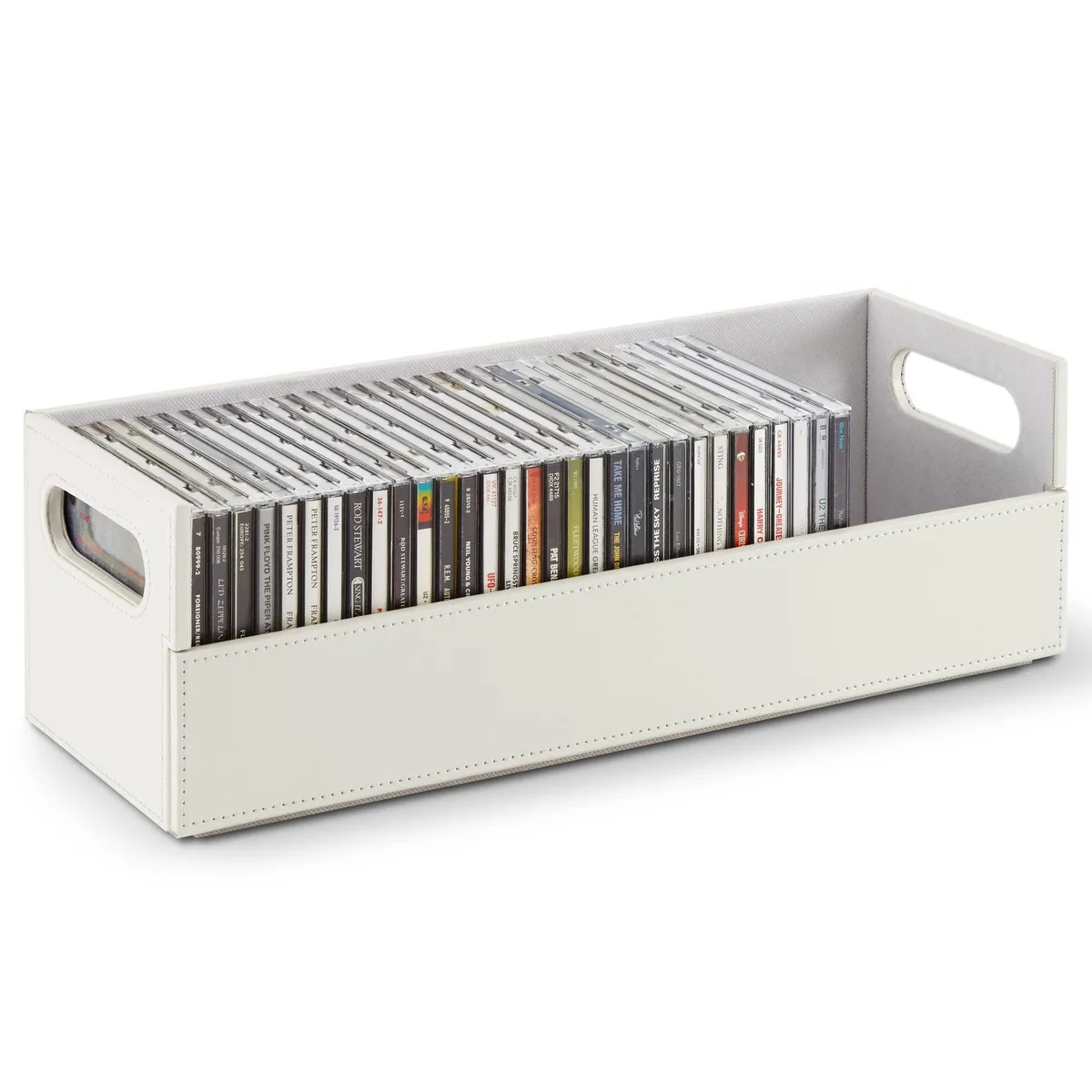 Stock Your Home CD Storage Box White 40 CDs 17.75 x 6.25 x 5.5 in — product photo
