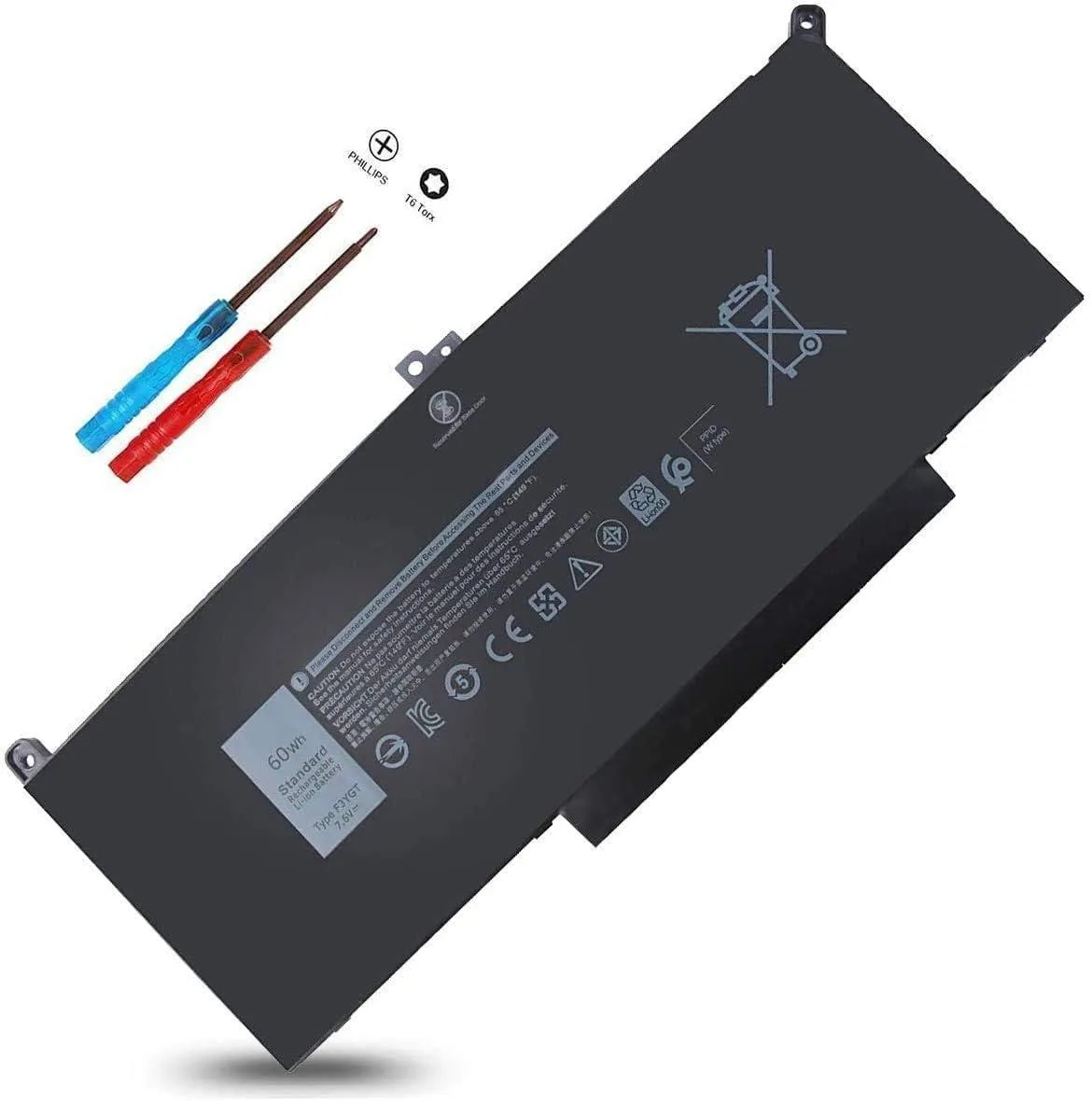 Tevelmick Tevelmick F3YGT laptop battery 60Wh 7.6V 7890mAh 4-cell — product photo