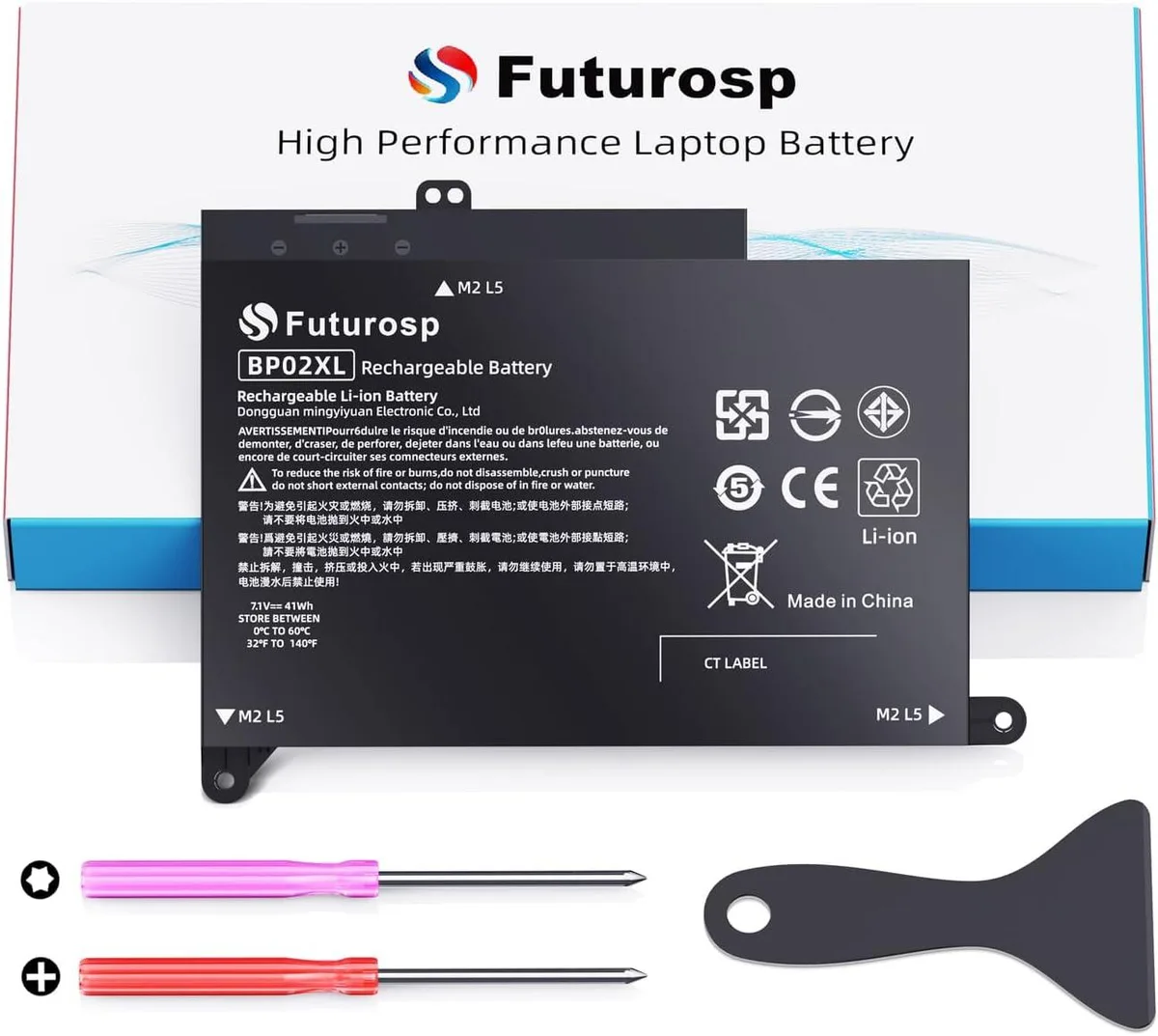 PISKEKAT PISKEKAT BP02XL 41Wh 7.7V 2-cell laptop battery — product photo