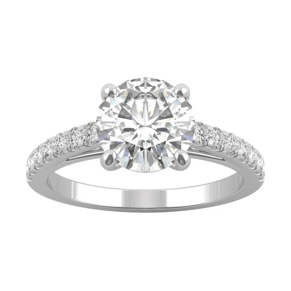 Charles &amp; Colvard Charles &amp; Colvard 8.0mm Round Moissanite Engagement Ring Size 9 2.22cttw DEW 14K White Gold — product photo