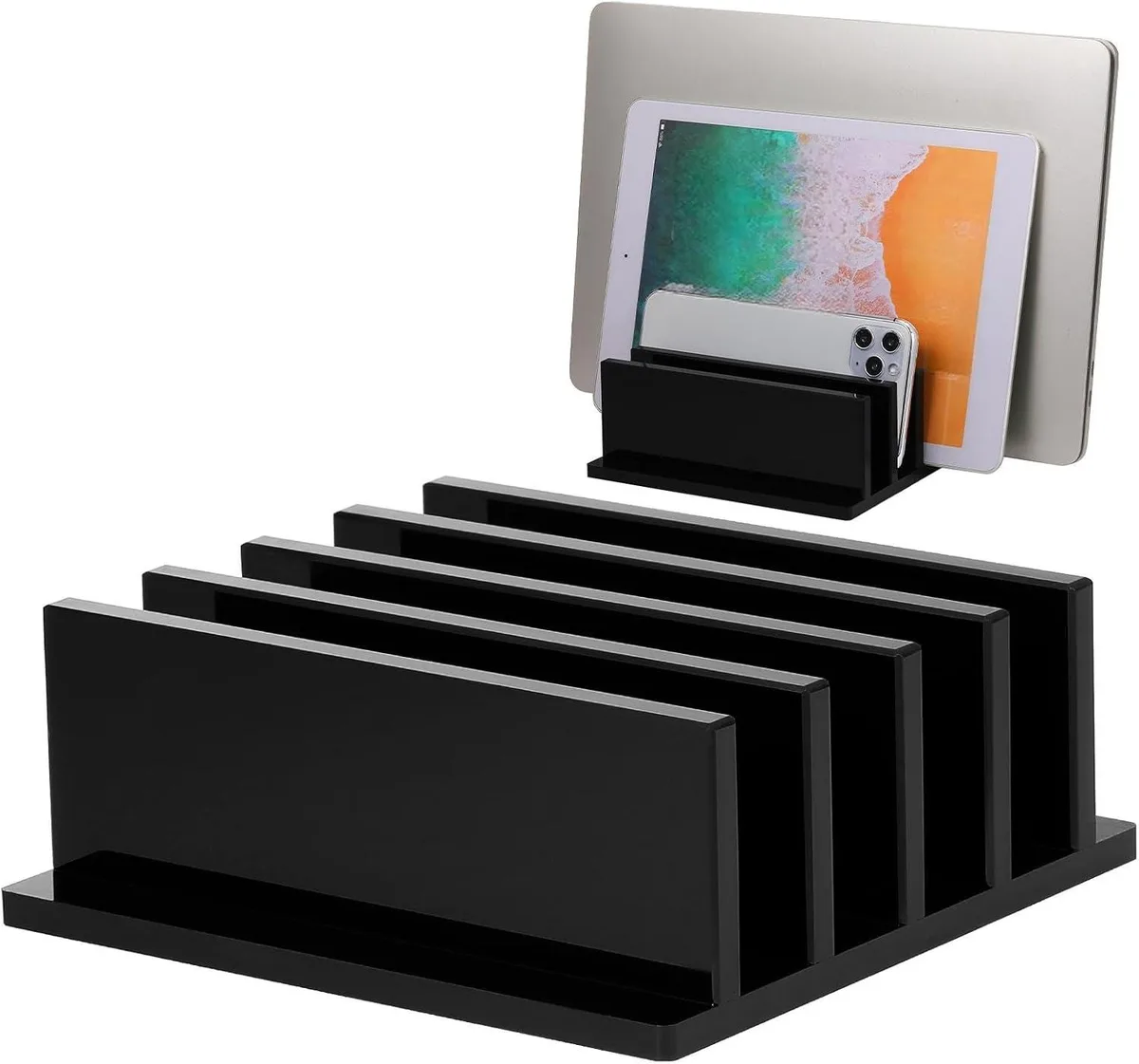 Emazne Emazne 4-Compartment Acrylic Vertical Laptop Stand (Black) — product photo