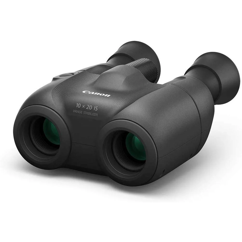 Compact black binoculars with rubber armouring and central focus wheel