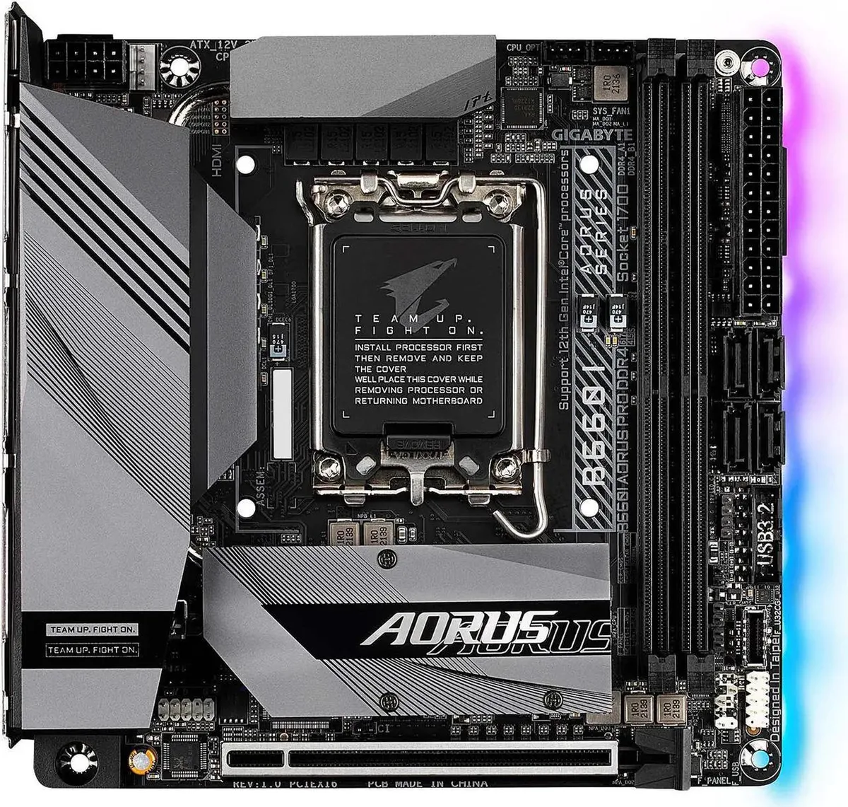GIGABYTE GIGABYTE B660I AORUS PRO DDR4 B660 Intel LGA 1700 Mini-ITX Motherboard DDR4 Single M.2 PCIe 4.0 USB 3.2 Gen2 — product photo