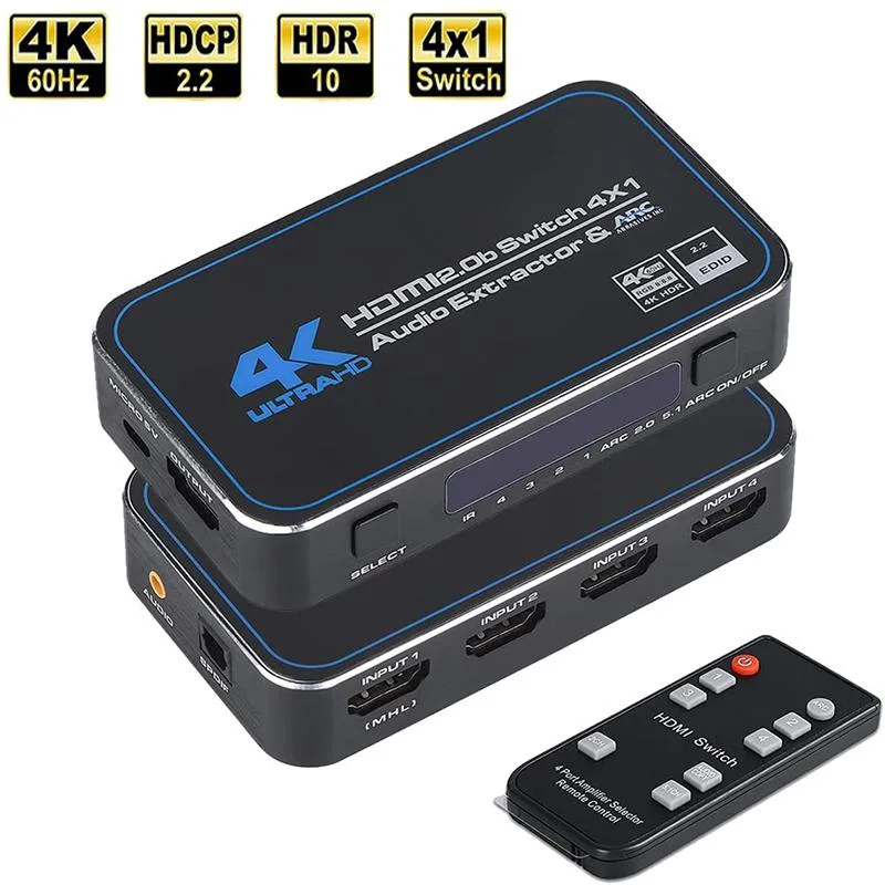 LUOM LUOM OZQ4 4K@60Hz HDMI Switch 4x1 Audio Extractor — product photo