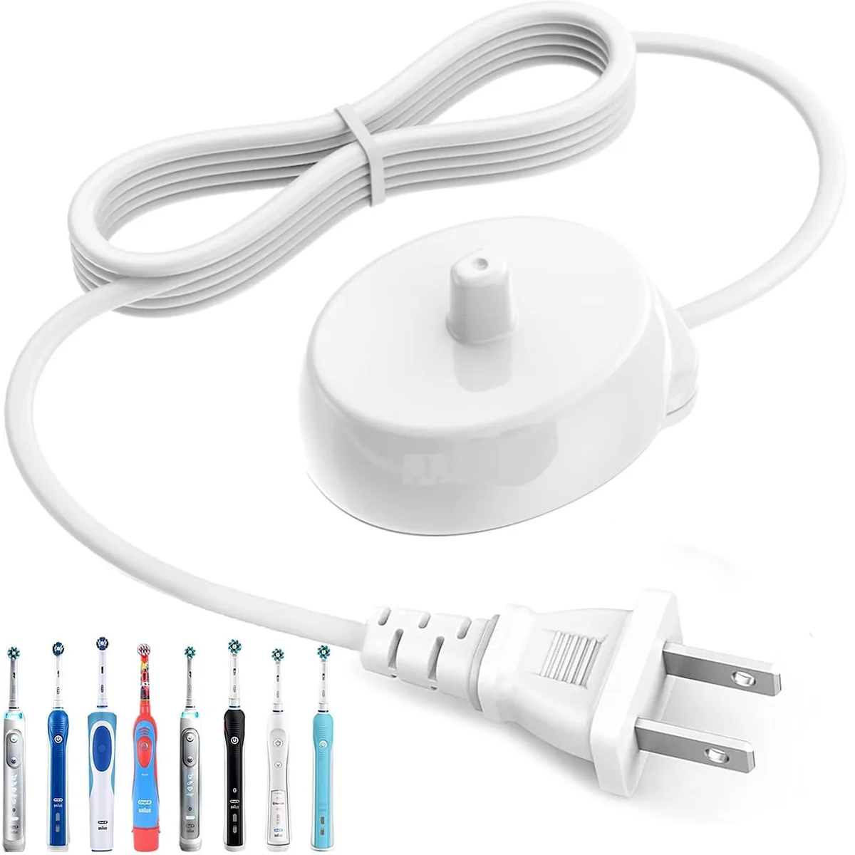 White rectangular charging base with 1.22m cable