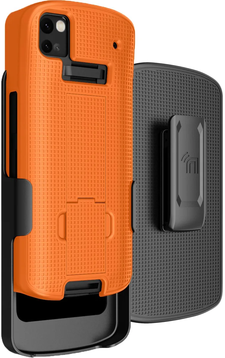 Nakedcellphone Nakedcellphone Kickstand Case + Belt Clip Holster Combo Orange for Zebra TC53 TC58 — product photo