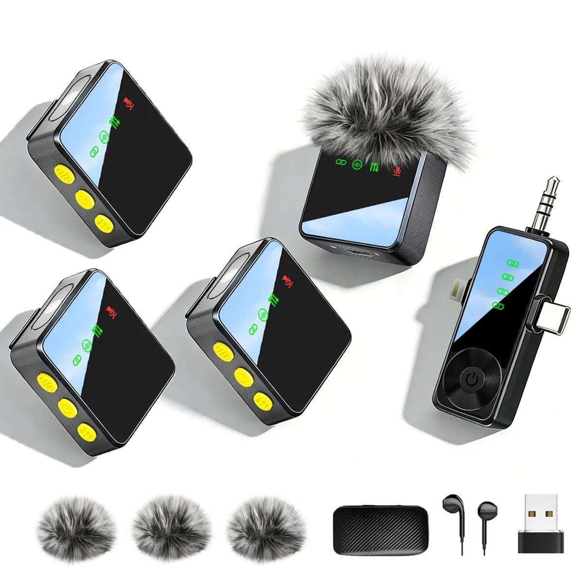  Gicorino H40 wireless lavalier microphone 4 mic black — product photo