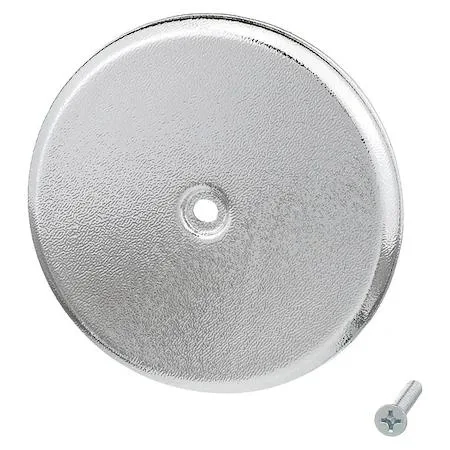 Round plastic cover plate with chrome finish and screw holes