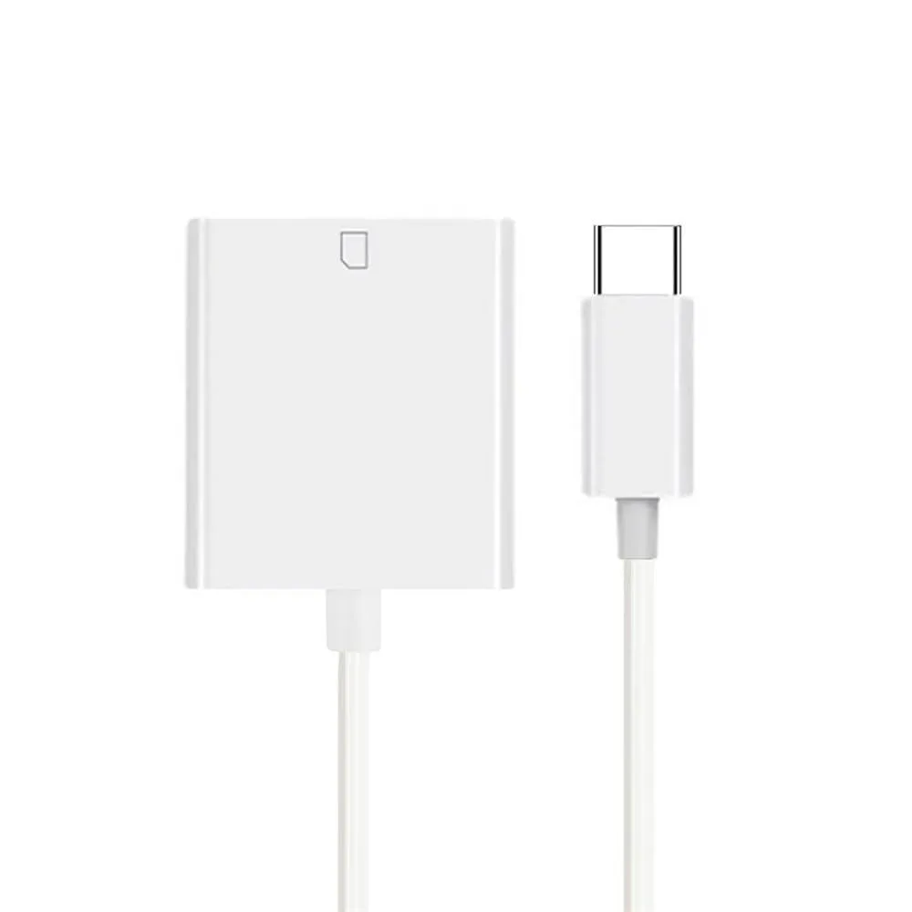 Small rectangular USB-C card reader with SD card slot