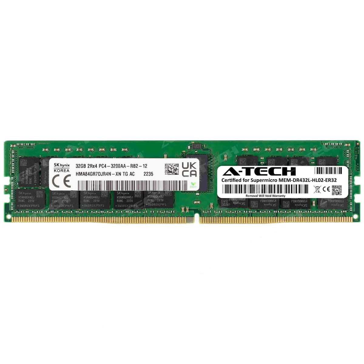 A-Tech A-Tech 32GB DDR4 3200 ECC RDIMM 2Rx4 CL22 1.2V Supermicro Certified — product photo