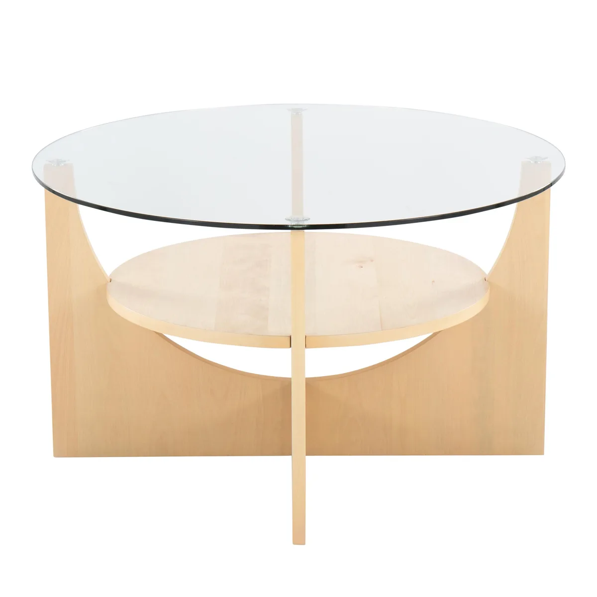tuphen tuphen U-Shaped Coffee Table Natural Wood Clear Glass 100 lbs — product photo