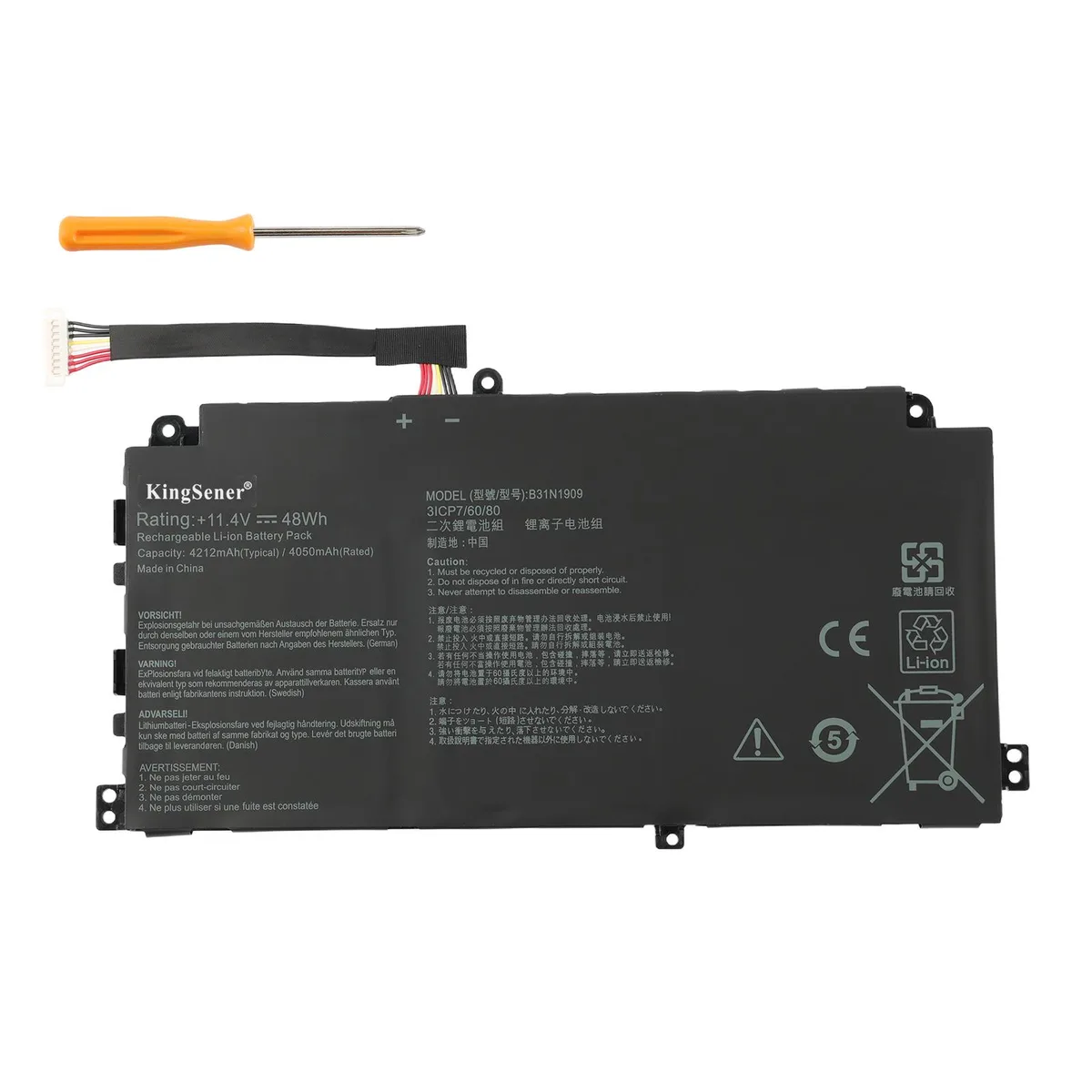KingSener KingSener B31N1909 laptop battery 11.4V 4212mAh 48Wh — product photo