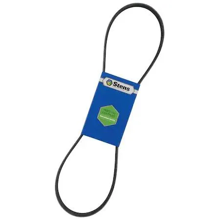 Black rubber V-belt loop on plain background