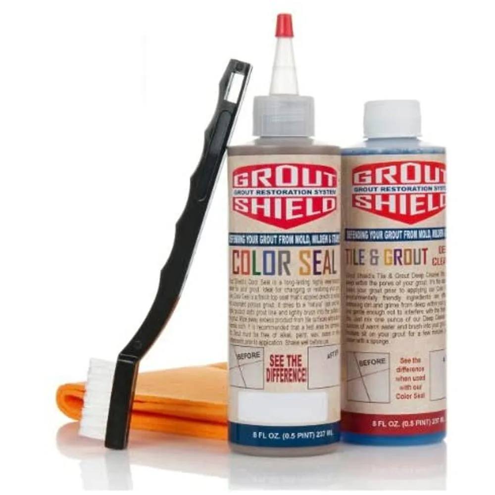 Grout Shield Grout Shield 8 oz Color Seal Kit White 2.5 lbs grout 350 sq ft coverage — product photo