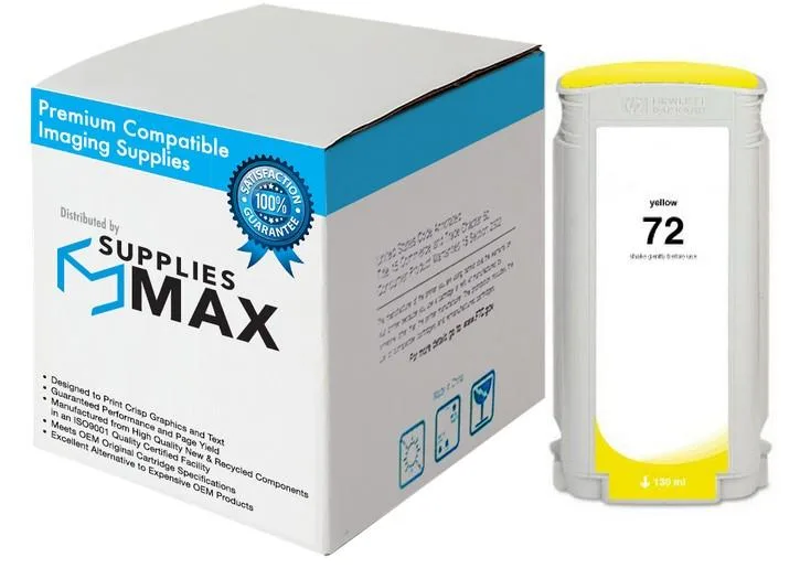 SuppliesMax SuppliesMax HP C9373A Yellow Ink Cartridge 130 ML No. 72 — product photo