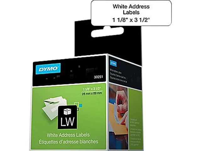 DYMO DYMO 30251 Address Labels 1.1 x 3.5 in White 260 per box — product photo