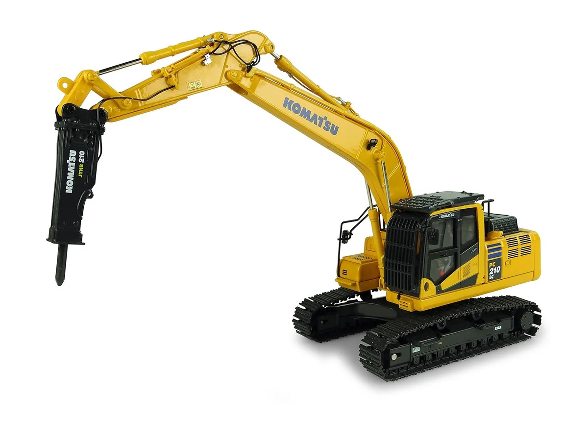 UNIVERSAL HOBBIES UNIVERSAL HOBBIES Komatsu PC210LC-11 Excavator with Hammer Drill 1/50 Diecast — product photo