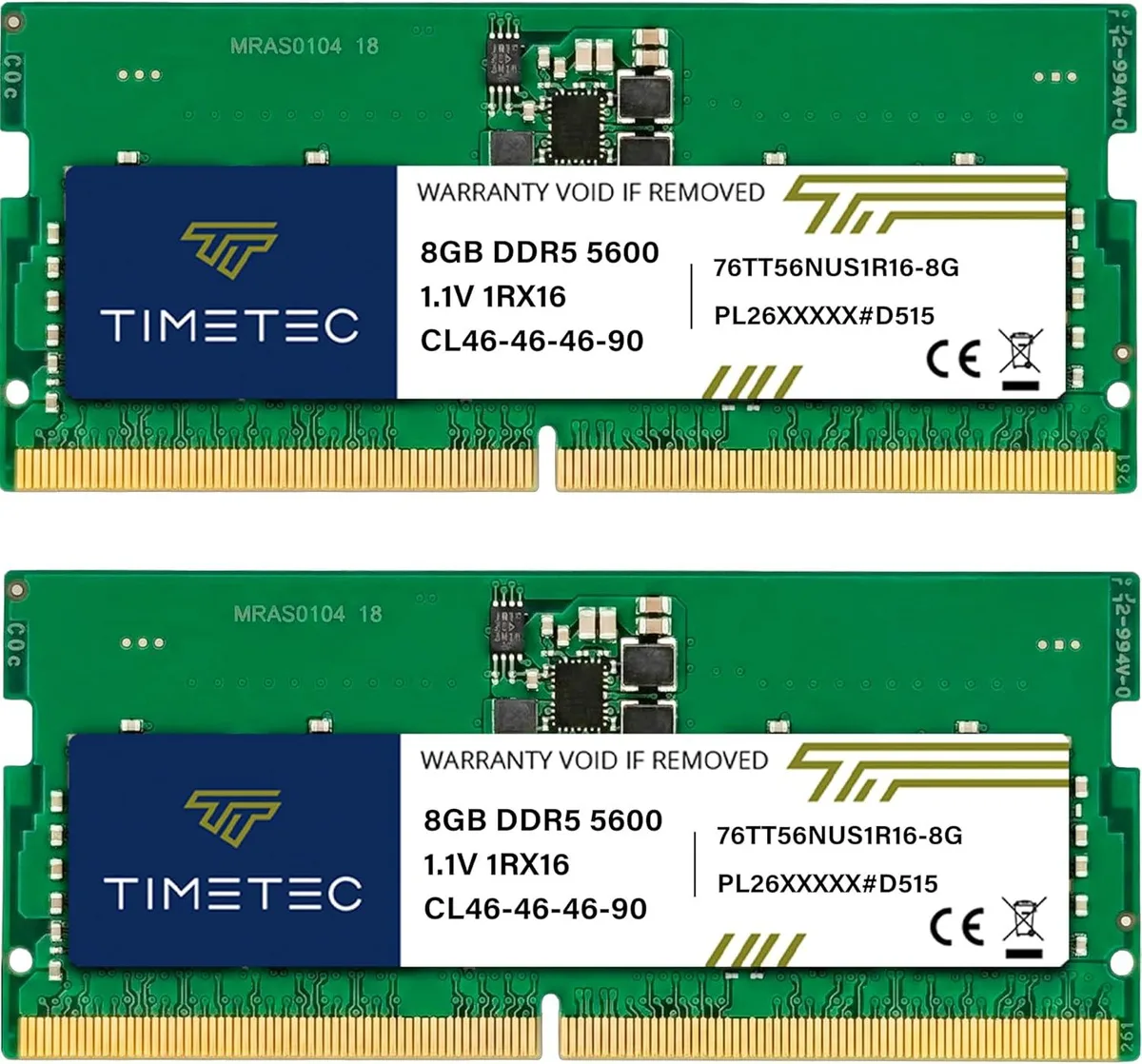 Timetec Timetec 16GB (2x8GB) DDR5 5600MHz CL46 SODIMM laptop RAM — product photo