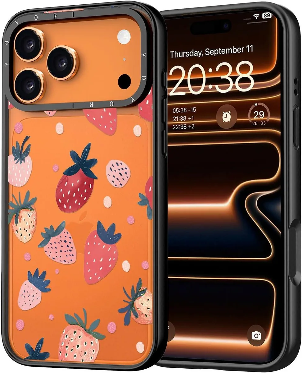 Transcend Transcend iPhone 17 Pro Max Case Clear Black TPU Bumper Strawberry Design — product photo