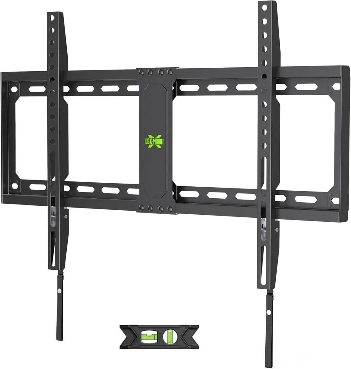 Flat black metal TV wall bracket with pull-string quick-release latch