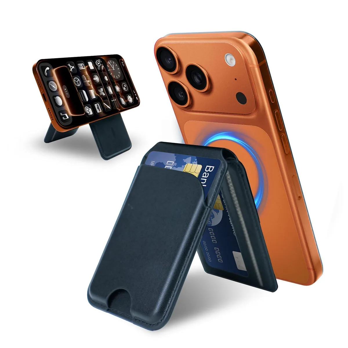 Viator Gear Mag Wallet Leather Magnetic Stand 5 Cards RFID iPhone 12-17 — product photo