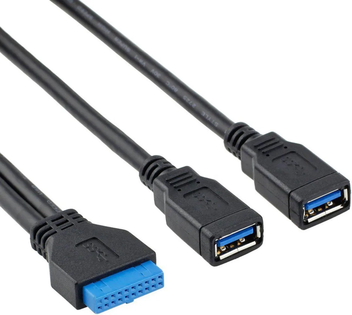 Vszerda Vszerda 2-Port Internal USB 3.0 20-Pin Header to 2× USB 3.0 A 10-Inch Cable — product photo