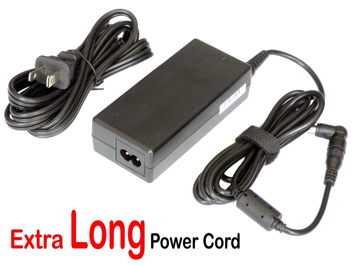 Black replacement AC power supply cord with right-angle DC connector and two six-foot cables for POC1-115 desktop charger