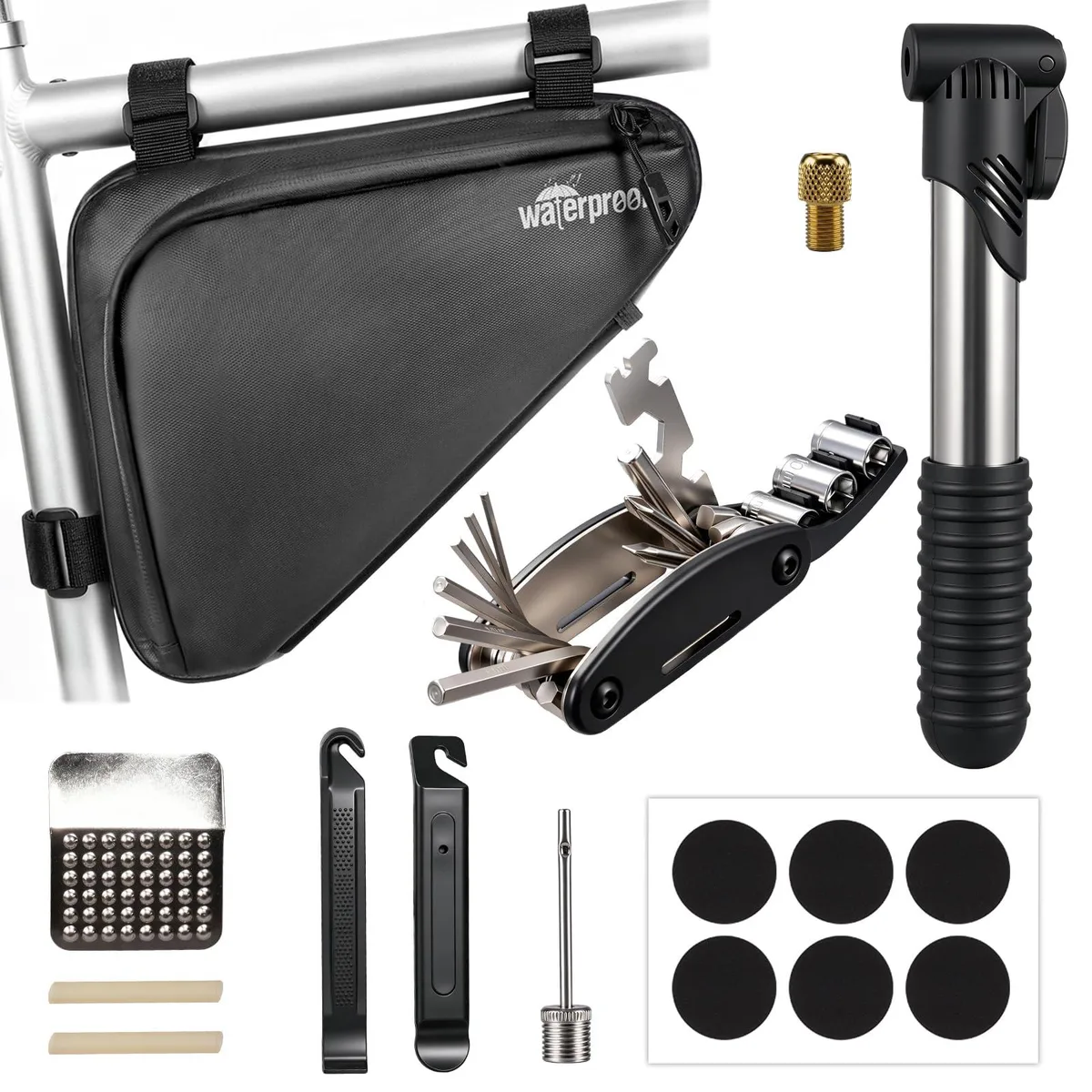  NDakter Frame Bag Repair Kit 16-in-1 Pump 2L Silver — product photo