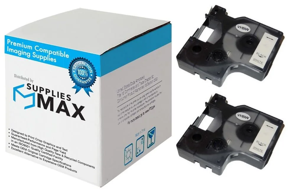 SuppliesMax SuppliesMax Dymo 41913_2PK Label Tape 2 Pack Black on White — product photo
