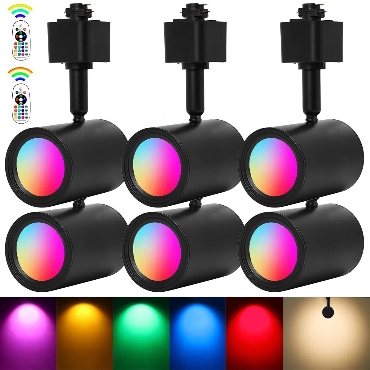  geenaes RGBW Track Lighting Set 6-Pack Black H-Type Track Lighting — product photo