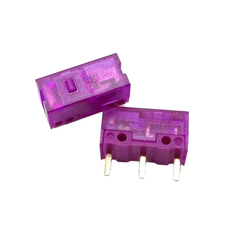 Two small purple-dot micro switches with three pins each