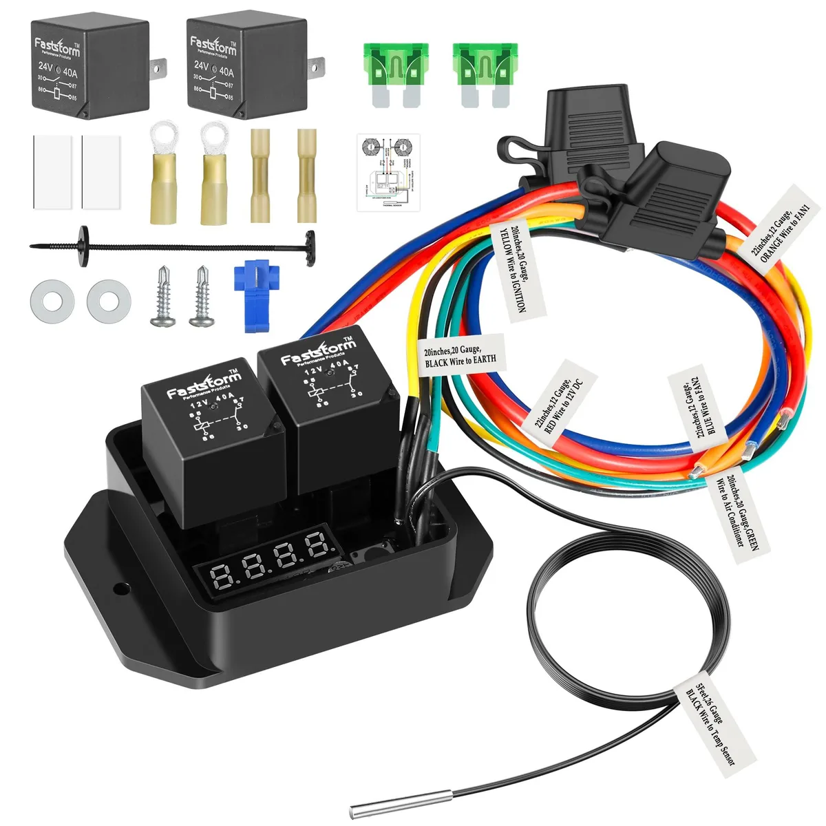  FASTSTORM RL104061 Digital Fan Control 12V/24V 40A 104-230°F IP54 — product photo
