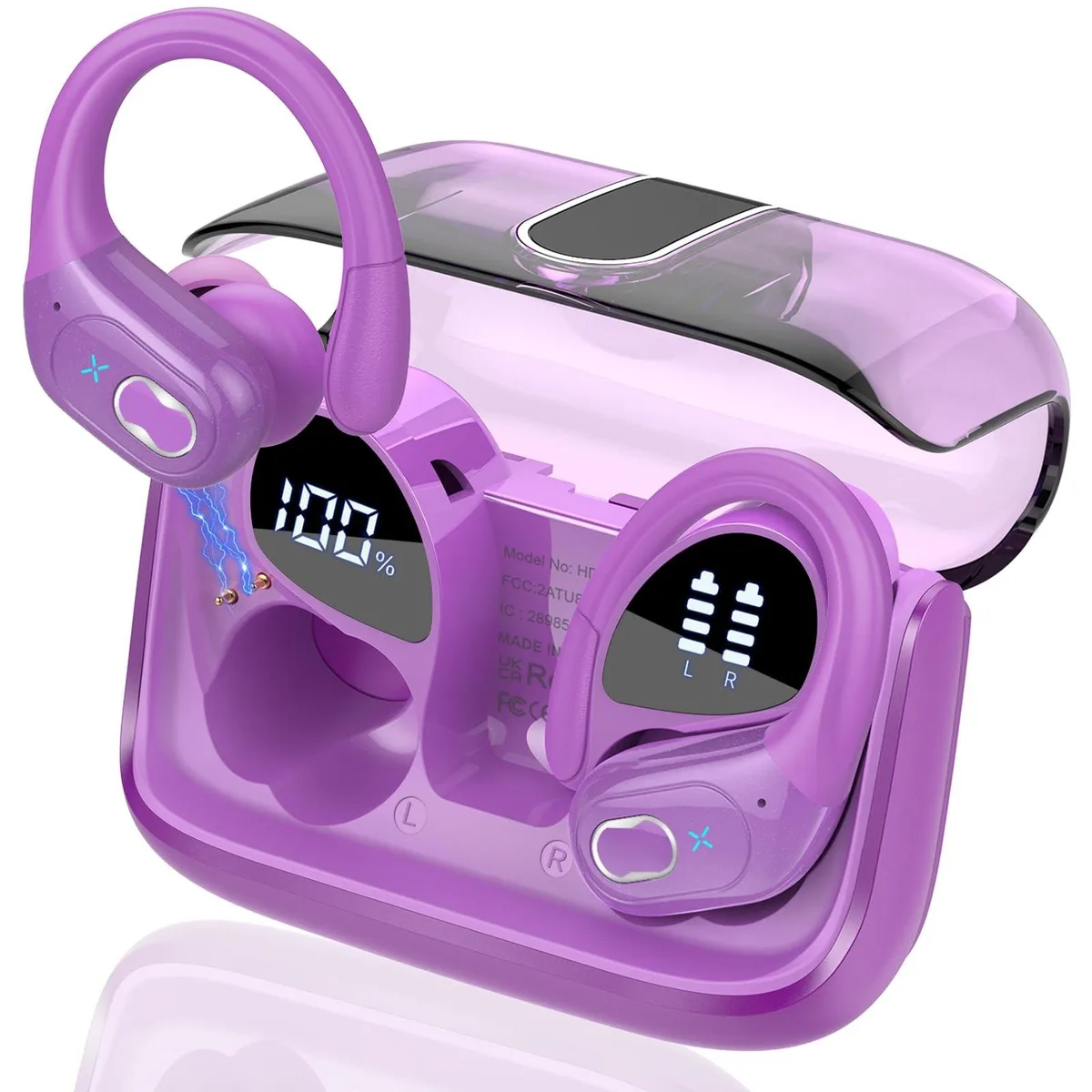 Bolton Technical Bolton Technical Wireless Earbuds Bluetooth 5.4 75hr Purple 2 in 1 accessory — product photo