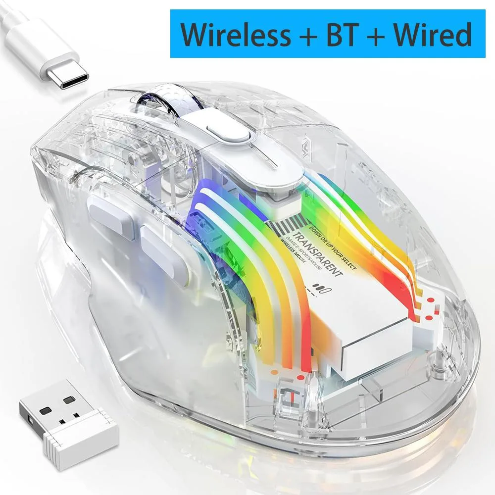 Hitoor Hitoor Transparent Wireless Gaming Mouse 3600 DPI 11 RGB — product photo