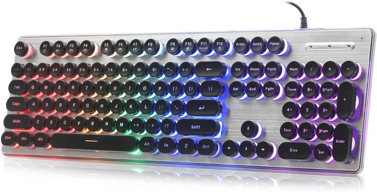 TUKO TUKO Typewriter-Style Gaming Keyboard Black/Silver 104 Keys — product photo