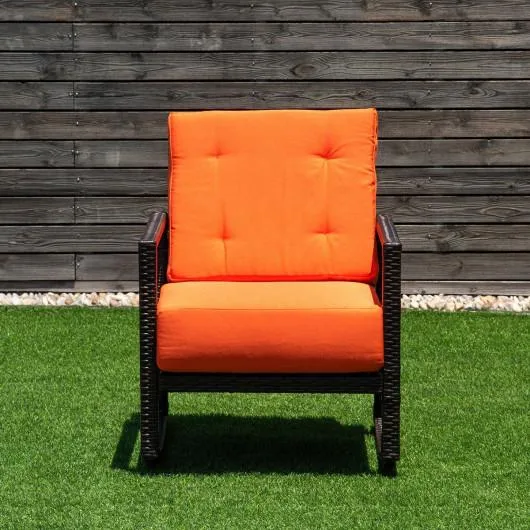 SlickBlue SlickBlue Patio Rattan Rocking Chair Orange 25.0 x 28.0 x 34.0 in — product photo