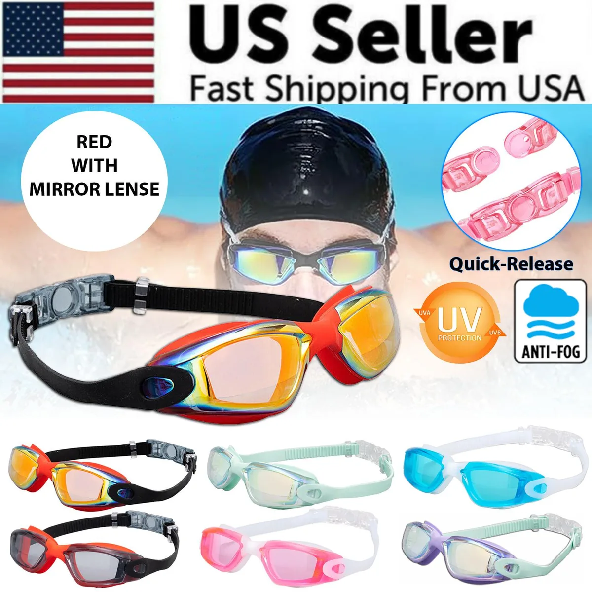 The Perfect Part The Perfect Part Swimming Goggles Red with Mirrored Lenses — product photo