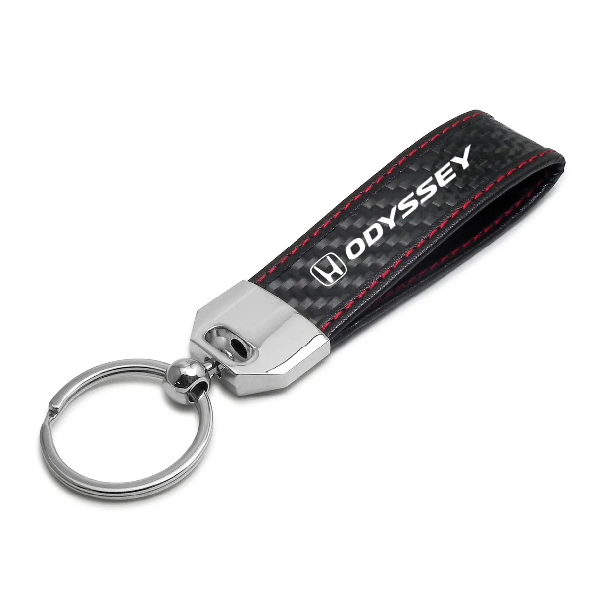 iPick Image, LLC iPick Image, LLC Honda Odyssey Real Black Carbon Fiber Loop Strap Key Chain Red Stitching — product photo