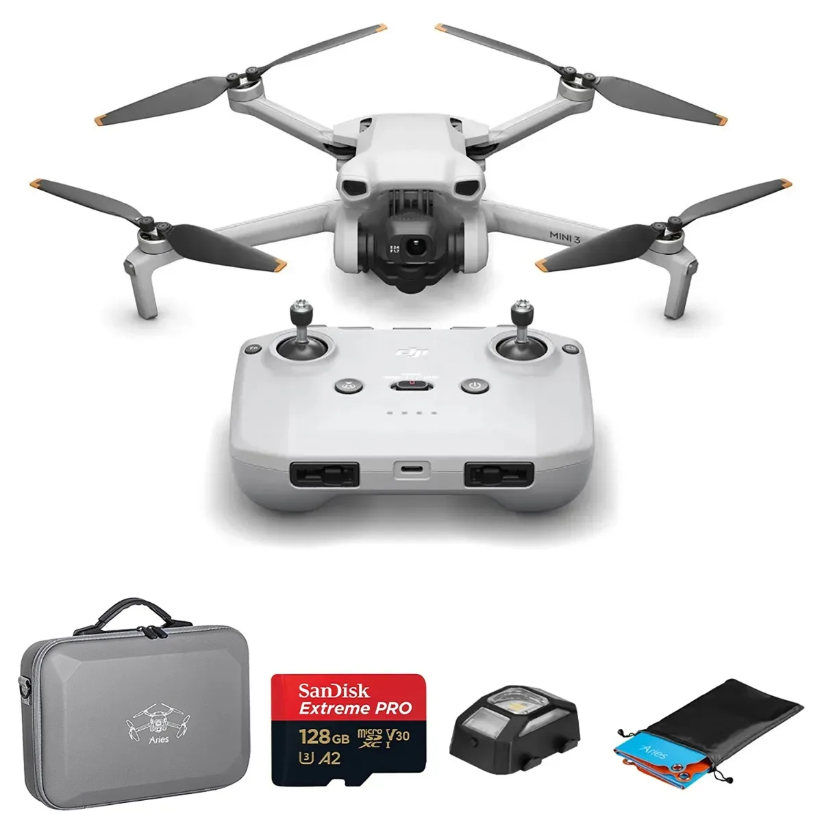 DJI DJI Mini 3 Drone with RC-N1 Remote, 128GB Card, Case, Anti-Collision Light, Landing Pad — product photo