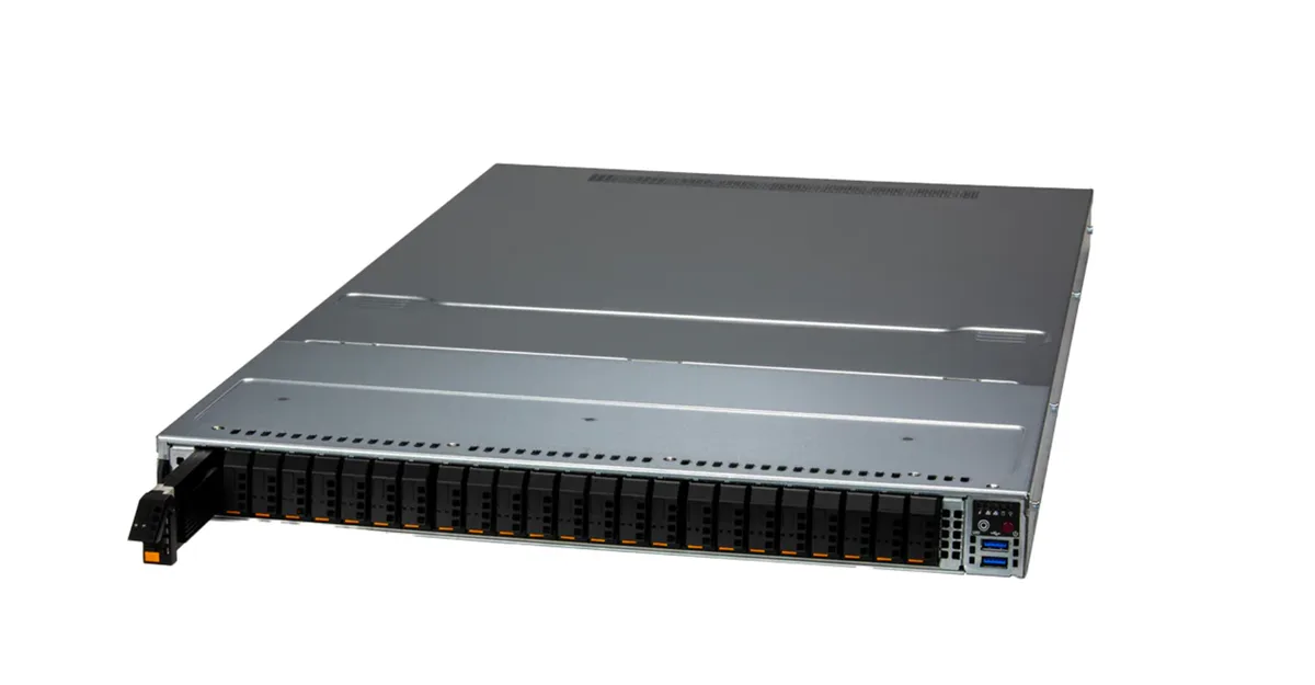 Supermicro Supermicro 121E-NES24R-G1-OTO-10 rack server Xeon Gold 6548Y+ 32-core 24 E1.S bays — product photo