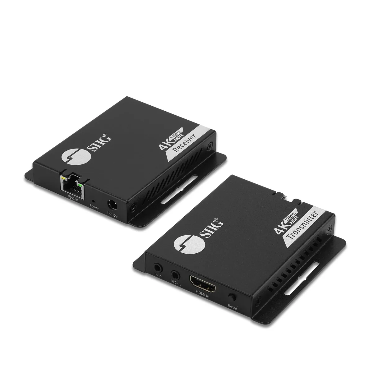 Compact metal HDMI extender unit with integrated mounting bracket