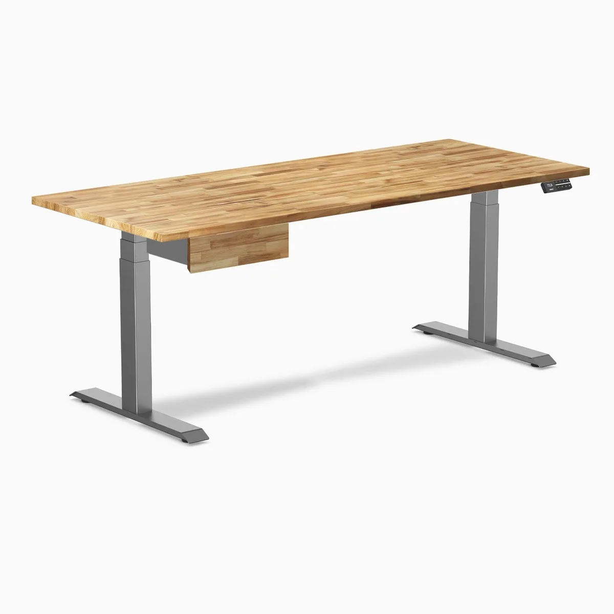 Desky Desky Dual Hardwood Standing Desk With Drawer Acacia 72 x 30 in Space Gray — product photo