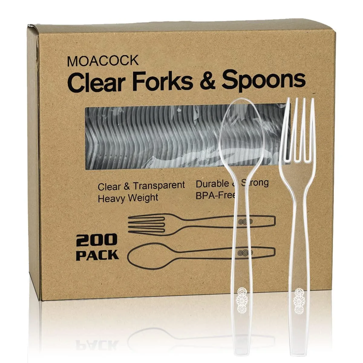 MOACOCK FK-SP-200 200 Count Cutlery Set 100 Forks 100 Spoons — product photo