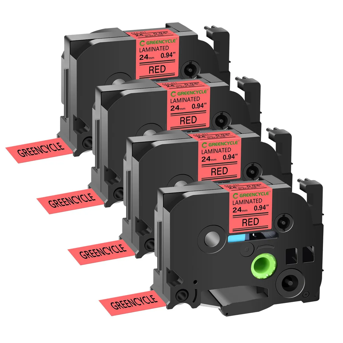 GREENCYCLE GREENCYCLE TZe-451 24mm Black on Red Label Tape 4 Pack — product photo