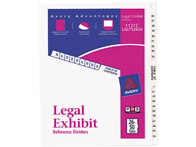 Avery Avery 11372 Index Dividers 26 Tabs 26-50 &amp; TOC — product photo
