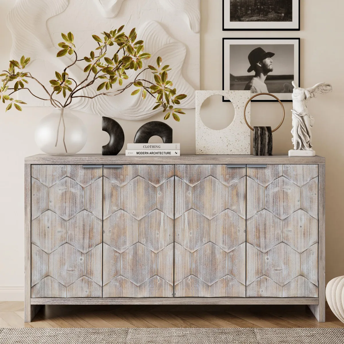 tuphen tuphen 4-Door Accent Cabinet Natural Wood Wash — product photo