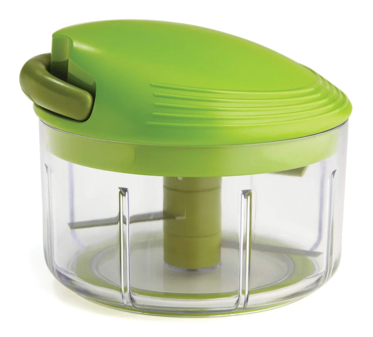 Green square manual chopper with pull cord, 2 cup capacity
