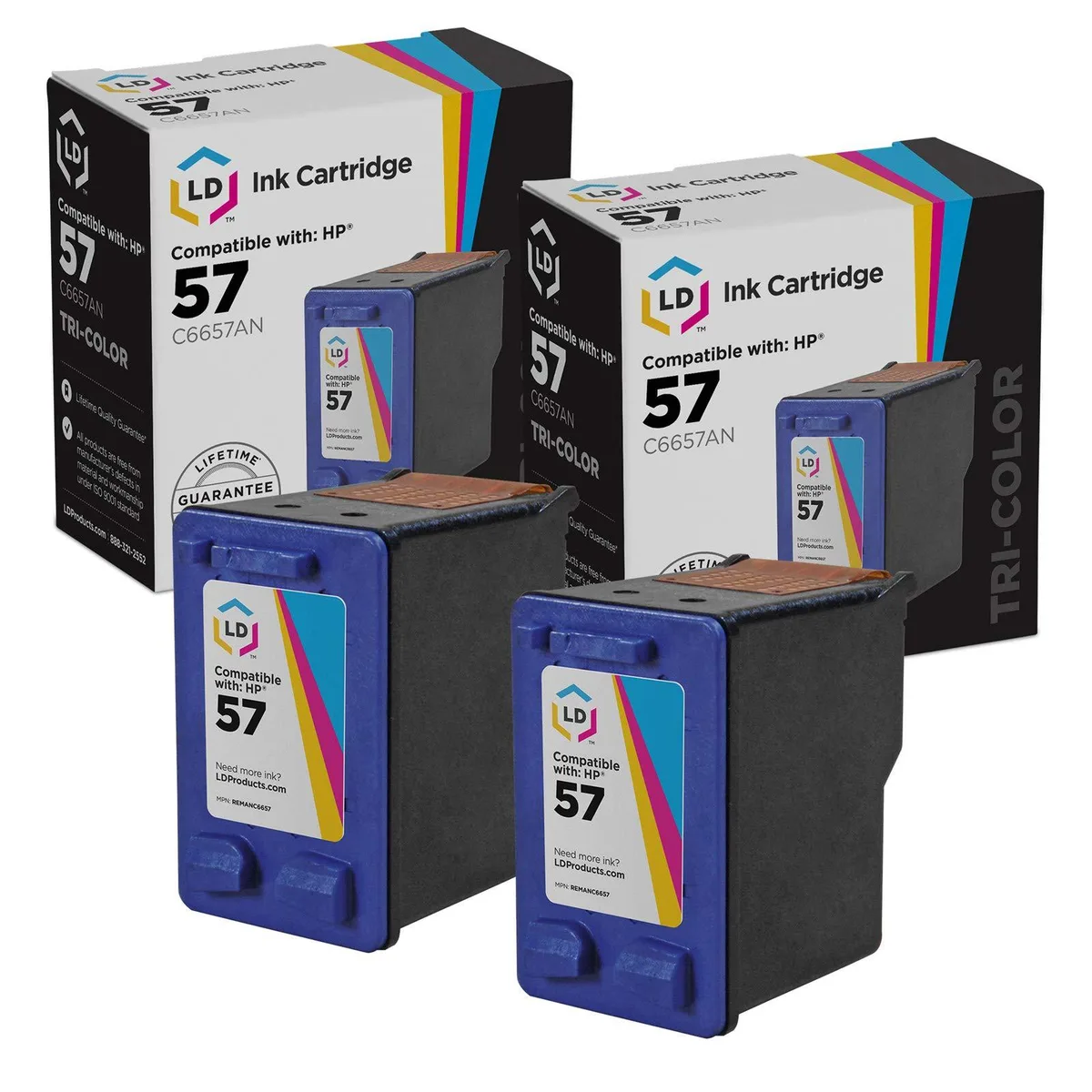 LD Products LD Products HP 57 C6657AN Color Ink Cartridge 2-Pack 391 Pages — product photo