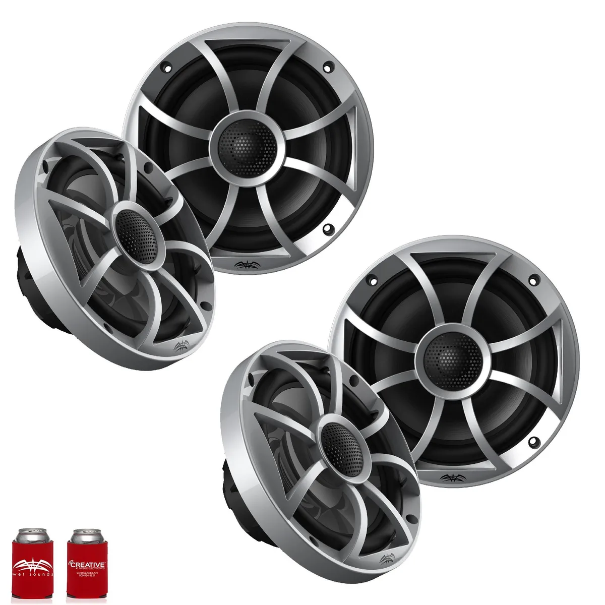 Wet Sounds Wet Sounds OE-65ic-S 6.5" Coaxial Car Speakers 2 Pair Silver Grill — product photo