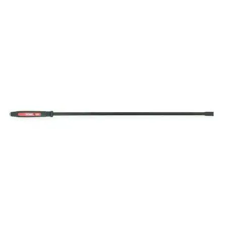 Black 48-inch steel pry bar with chisel end and black-red composite handle